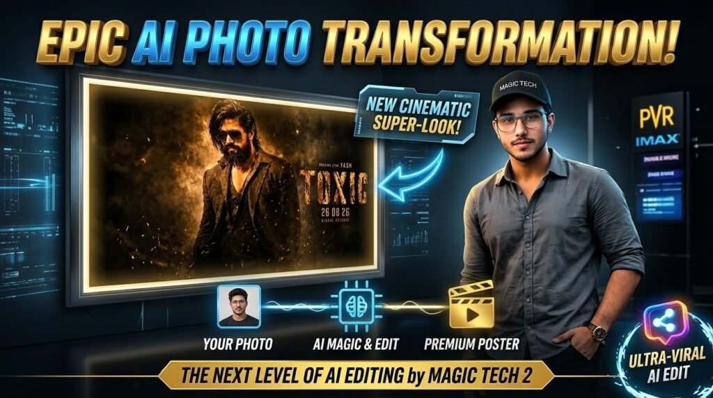 🔥 Epic AI Photo Transformation Tutorial 2026 | Turn Your Photo Into a Cinematic Movie Poster 😎 | Magic Tech 2