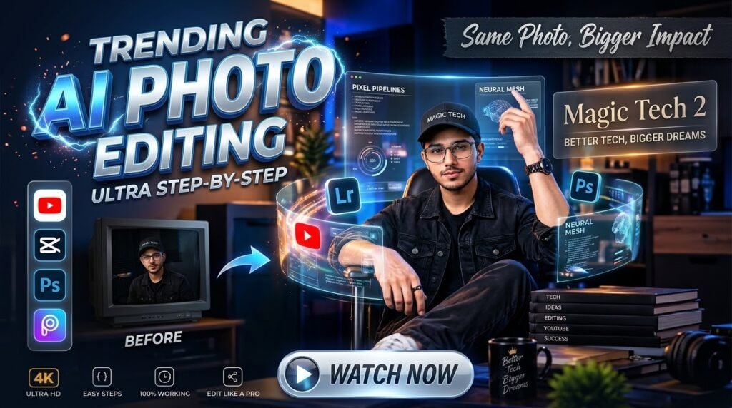 🔥 Trending AI Photo Editing Tutorial 2026 | Magic Tech 2 | Step-by-Step Cinematic Photo Editing