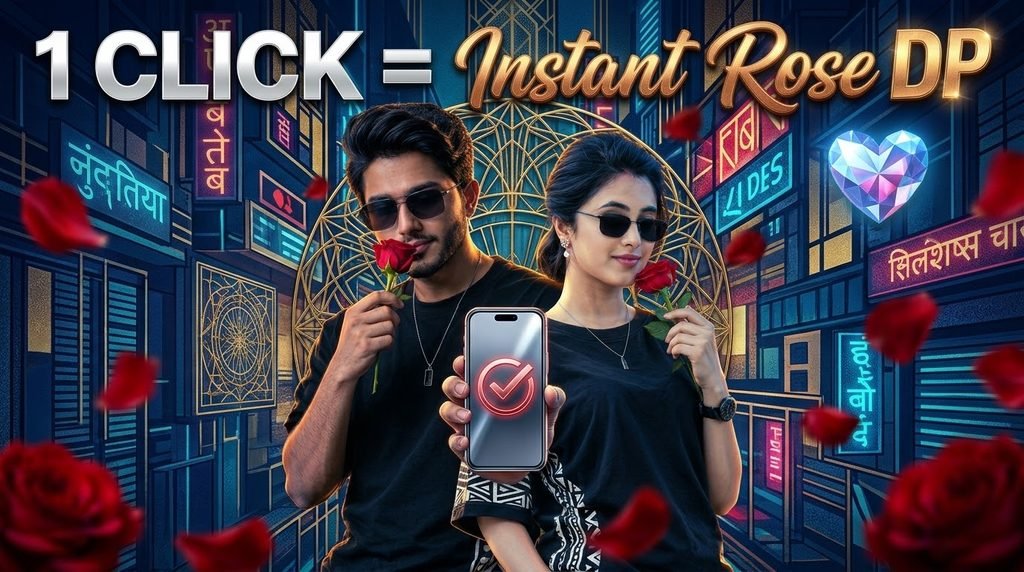 🌹 1 CLICK = Instant Red Rose DP ❤️✨ | Romantic Couple AI Photo Editing 🔥
